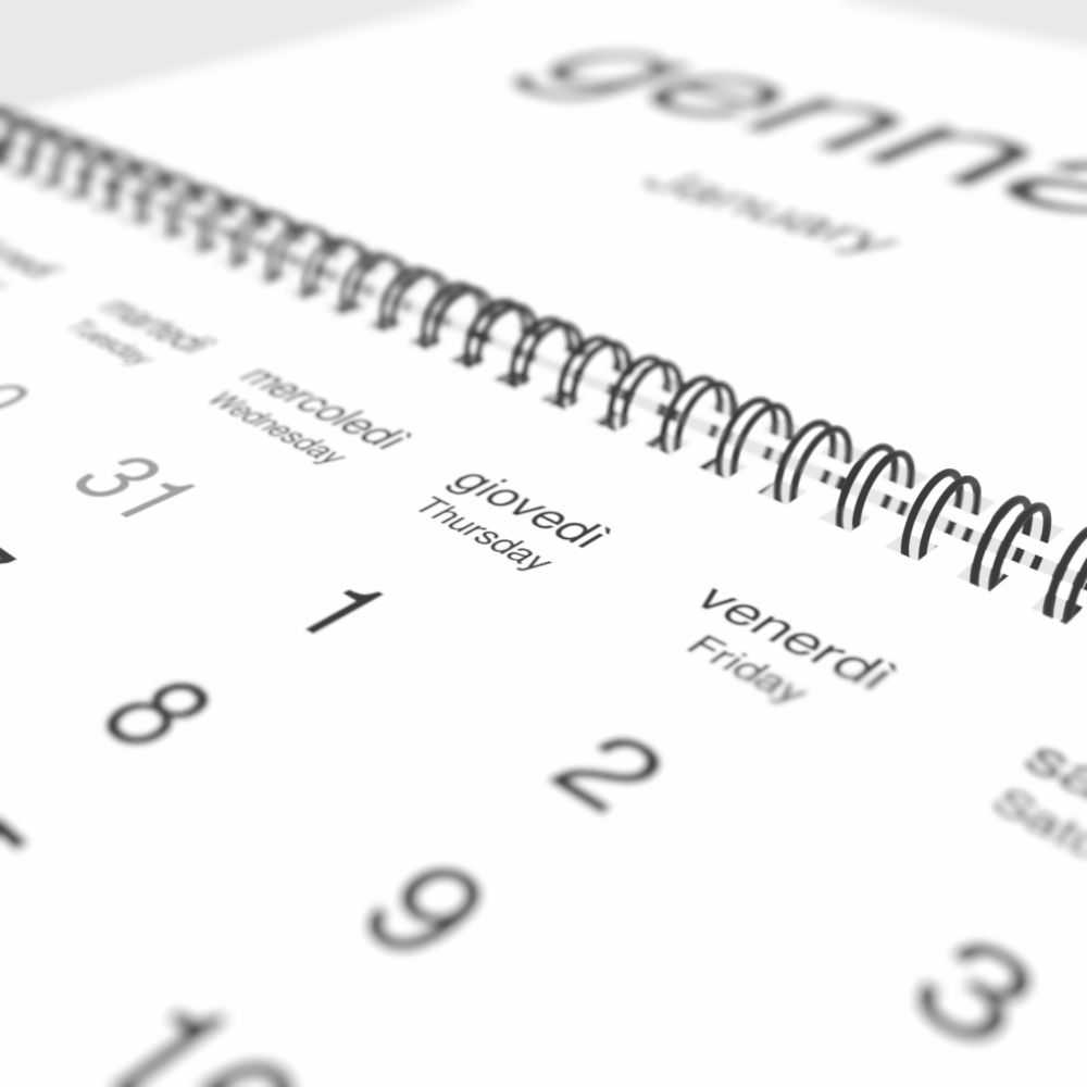 Leskoff 2026 Wall Calendar, Italian/English-Labeled, Sunday-Start Layout, Wire-Bound, 11.7 x 8.3 in (29.7 x 21.0 cm), image 1 of 2