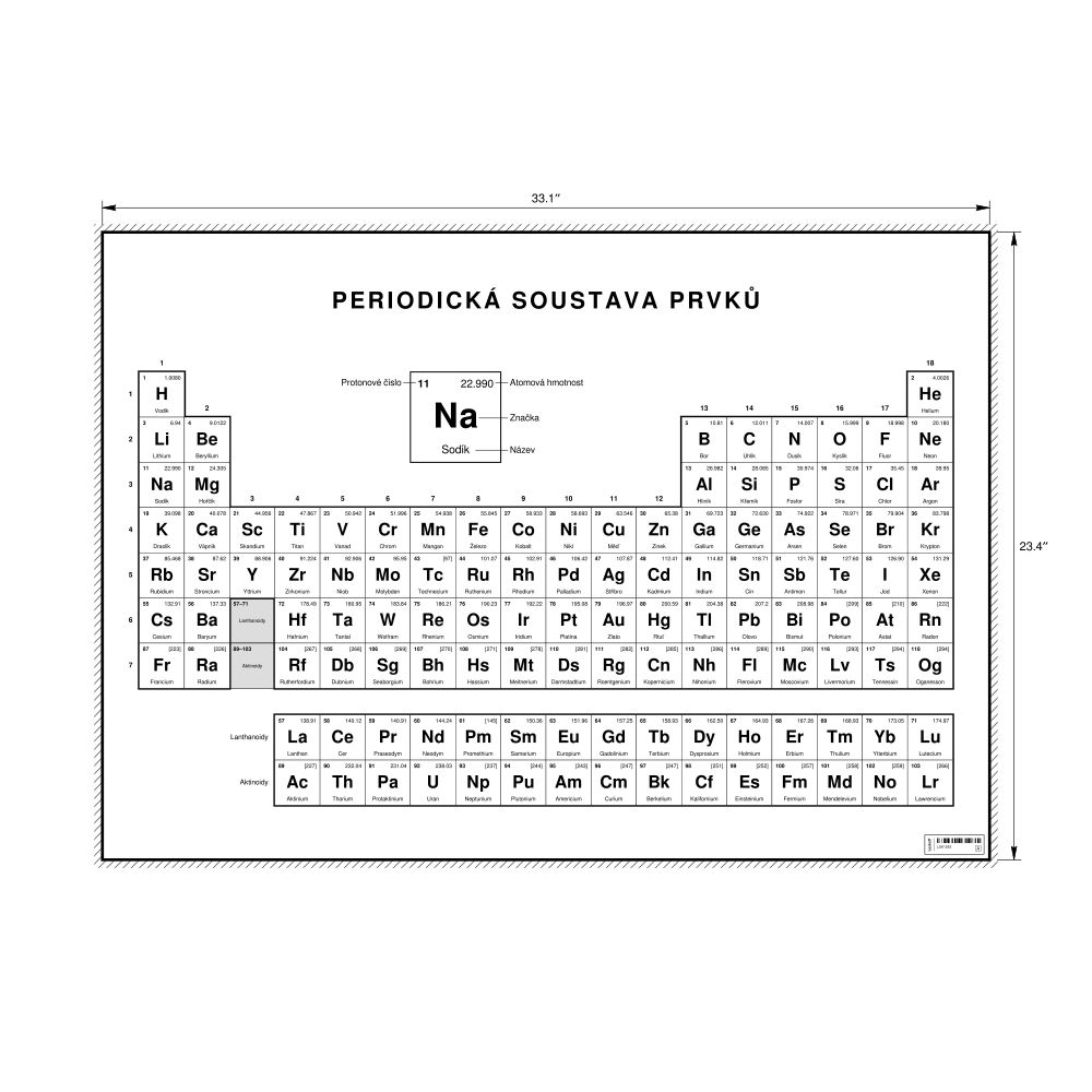 Leskoff Periodic Table Chart, 33.1 x 23.4 in (84.1 x 59.4 cm, Poster / Wall Chart), 18-Column Layout, Czech-Labeled, image 1 of 2