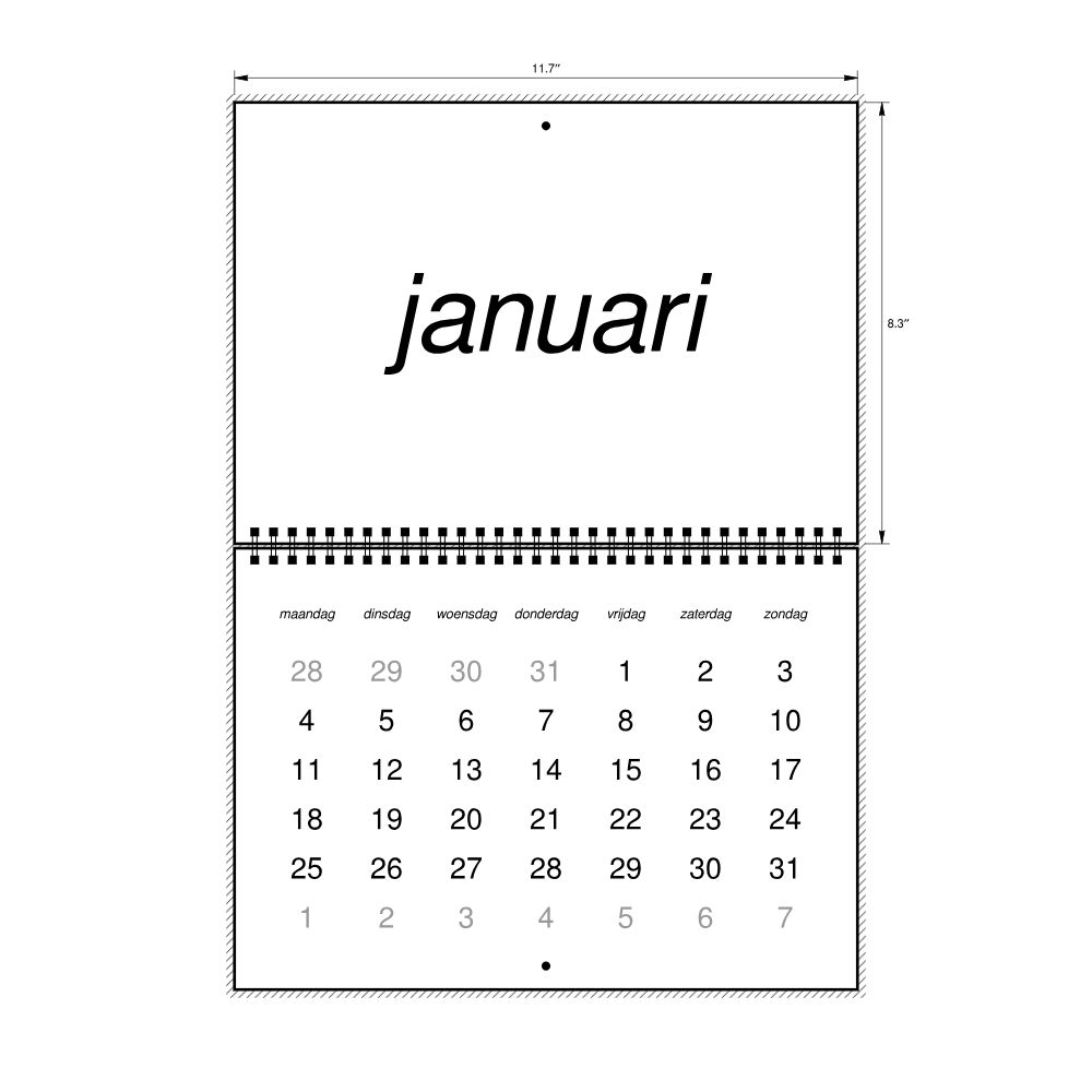 Leskoff 2027 Wall Calendar, Dutch-Labeled, Monday-Start Layout, Wire-Bound, 11.7 x 8.3 in (29.7 x 21.0 cm), image 2 of 2