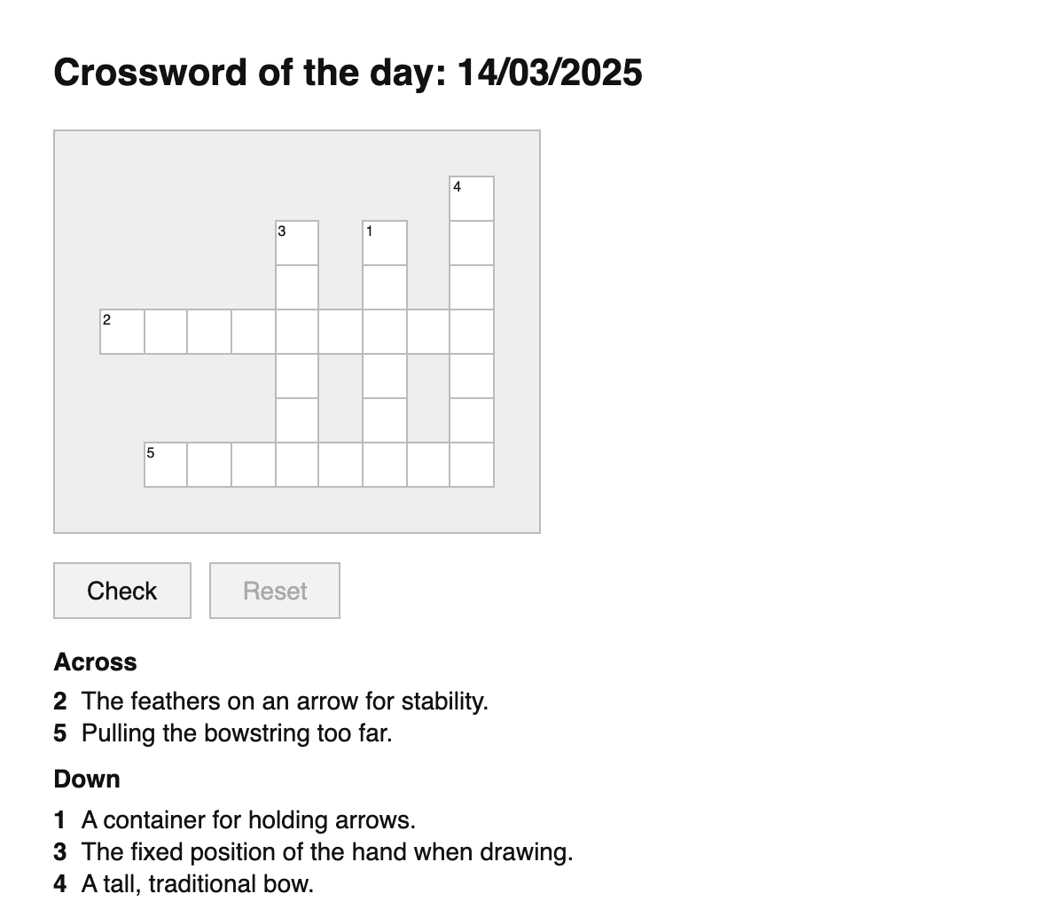 Archery Crossword