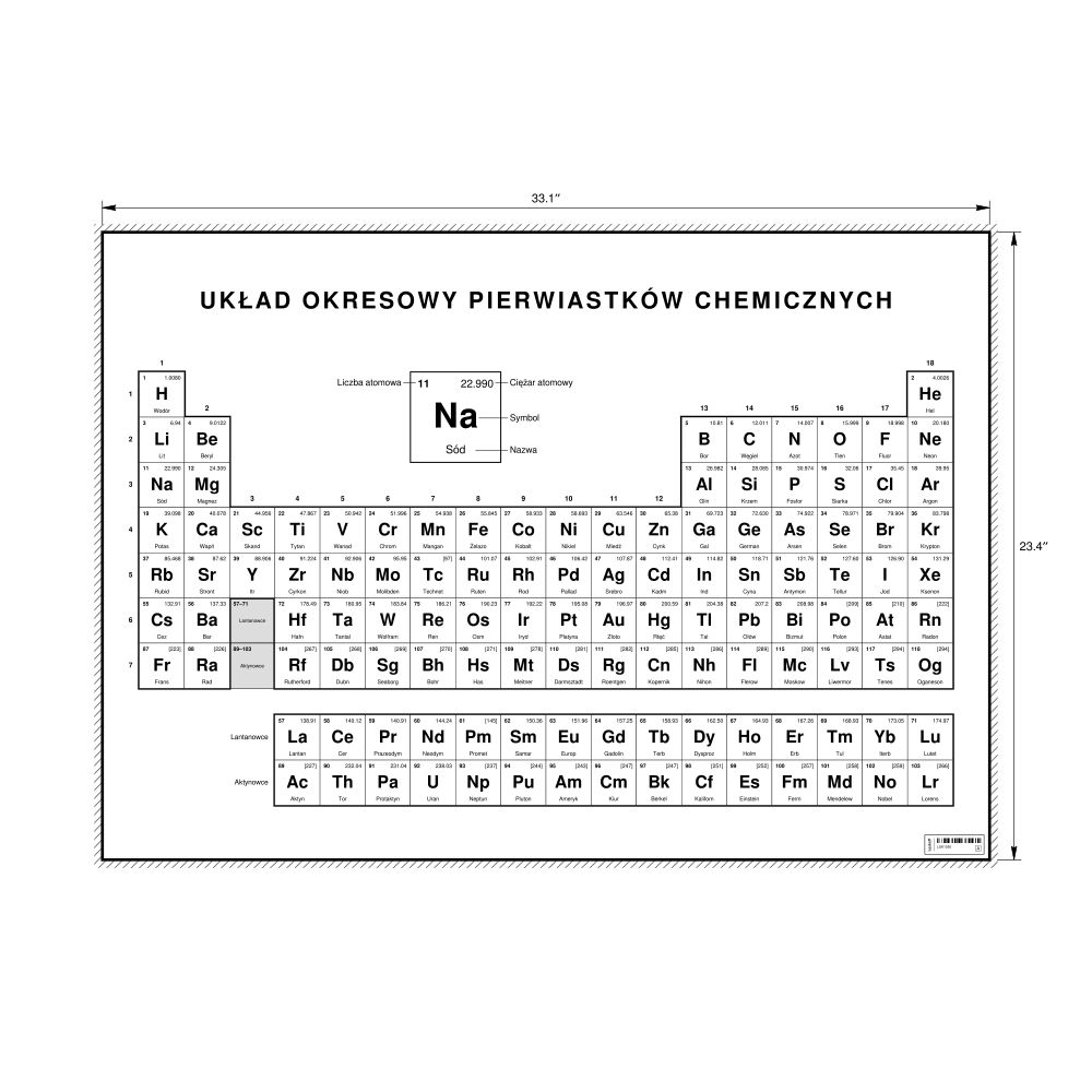 Leskoff Periodic Table Chart, 33.1 x 23.4 in (84.1 x 59.4 cm, Poster / Wall Chart), 18-Column Layout, Polish-Labeled, image 1 of 2