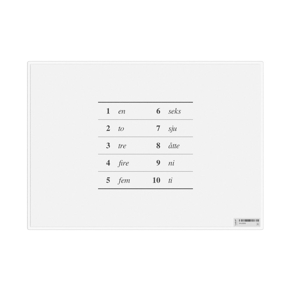 Leskoff Numbers 1–10 in Norwegian Bokmål, Reference Chart, image 1 of 1