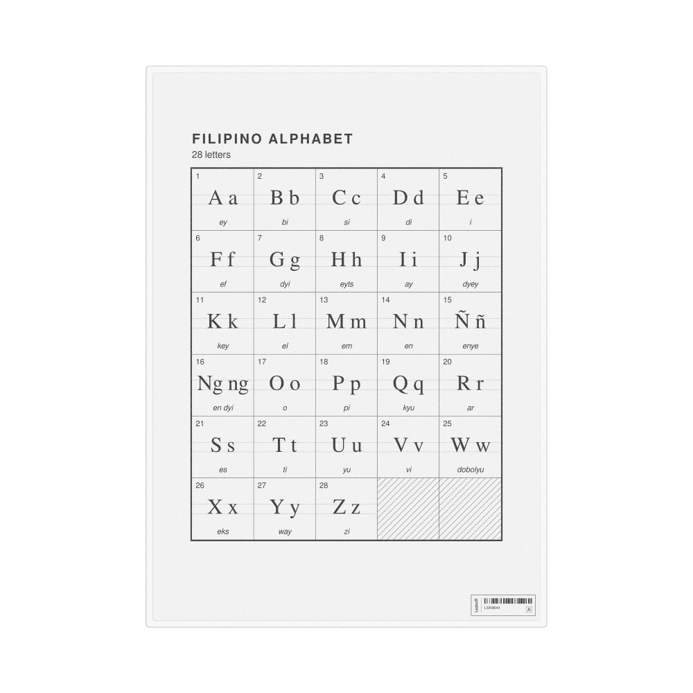 Leskoff Filipino Alphabet Chart, 8.3 x 11.7 in (21.0 x 29.7 cm, Desk Chart, Laminated), image 1 of 2