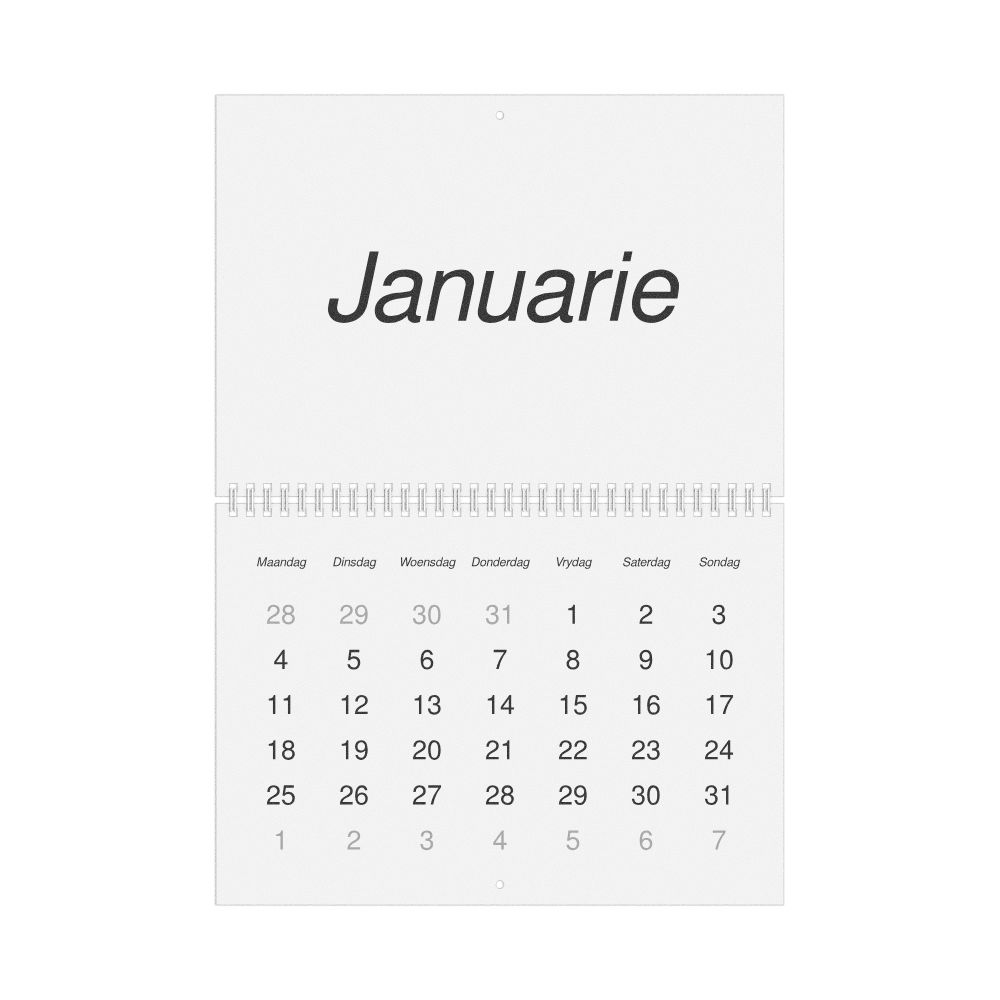 Leskoff 2027 Wall Calendar, Afrikaans-Labeled, Monday-Start Layout, Wire-Bound, 11.7 x 8.3 in (29.7 x 21.0 cm), image 1 of 1