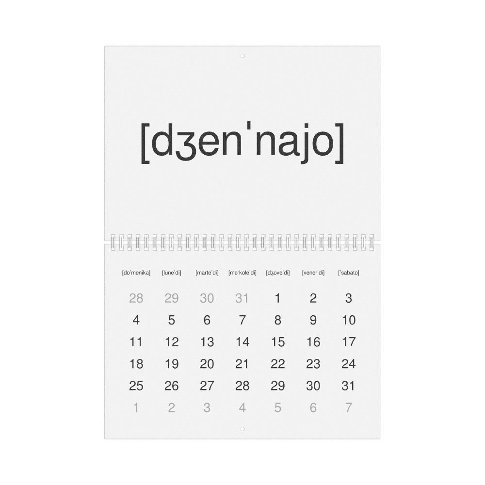 Leskoff 2026 Phonetic Wall Calendar, IPA-Labeled (Italian), Sunday-Start Layout, Wire-Bound, 11.7 x 8.3 in (29.7 x 21.0 cm), image 1 of 1