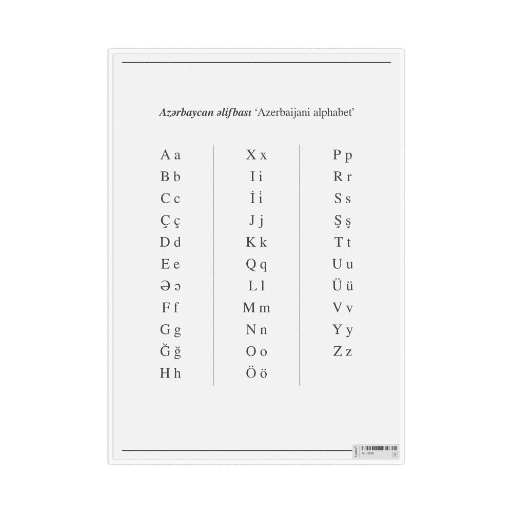 Leskoff Azerbaijani Alphabet Chart, image 1 of 1