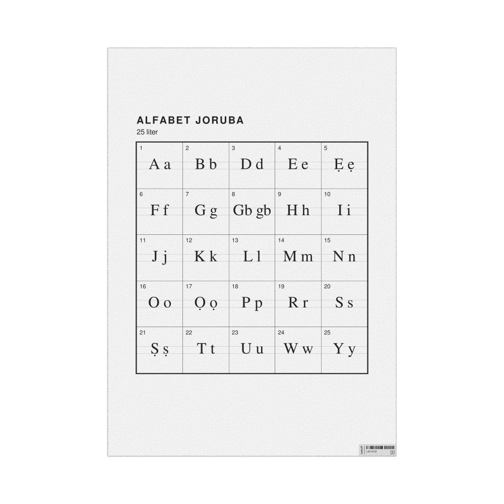 Leskoff Yoruba Alphabet Chart, 23.4 x 33.1 in (59.4 x 84.1 cm, Poster / Wall Chart), Polish-Labeled, image 1 of 2