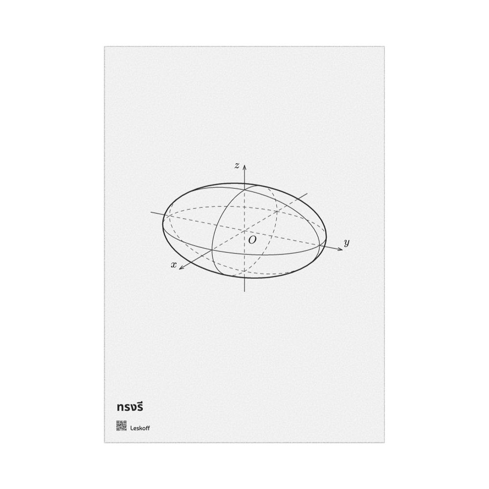 Leskoff Ellipsoid Poster, Technical Illustration, Thai-Labeled, image 1 of 1