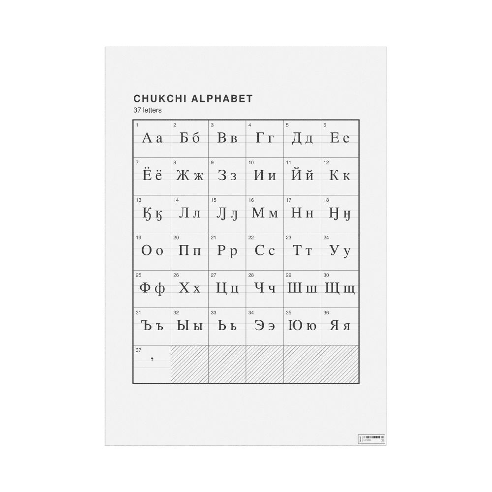 Leskoff Chukchi Alphabet Chart, 23.4 x 33.1 in (59.4 x 84.1 cm, Poster / Wall Chart), image 1 of 2
