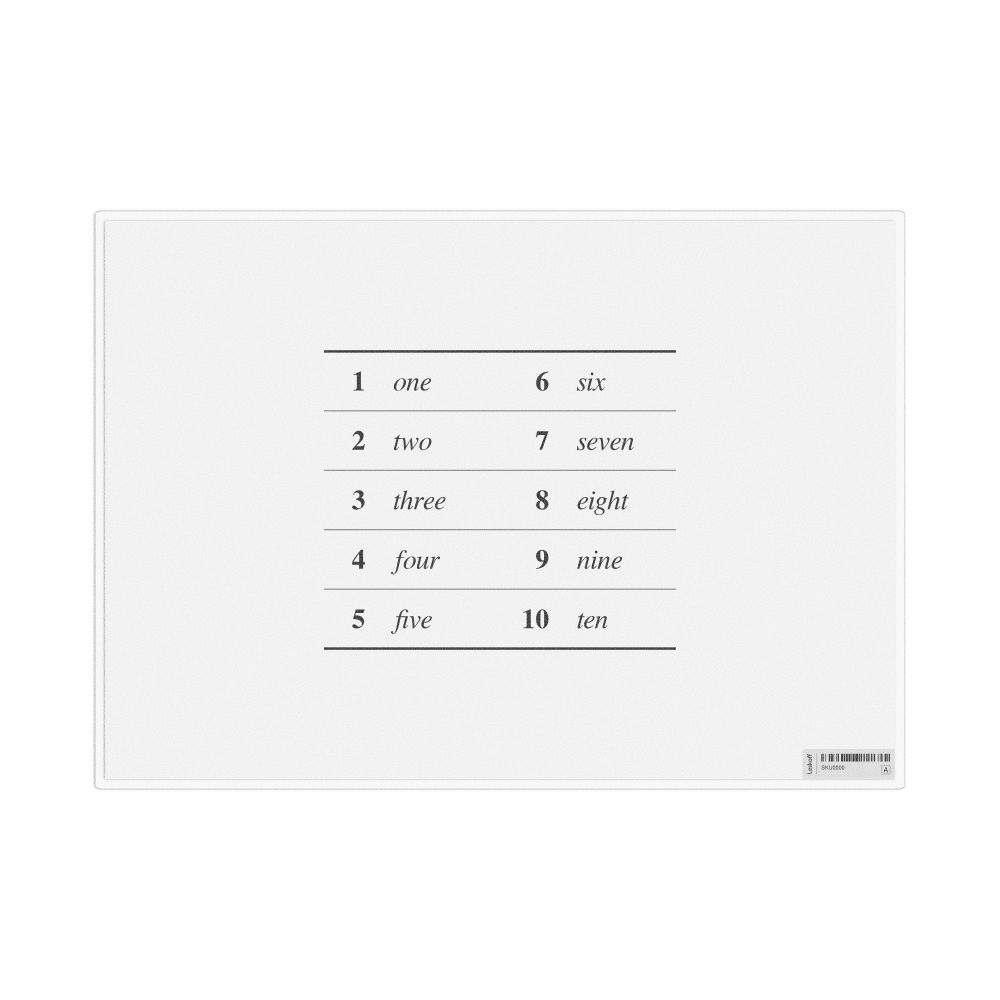 Leskoff Numbers 1–10 in English, Desk Chart, 11.7 x 8.3 in (29.7 x 21.0 cm), image 1 of 1