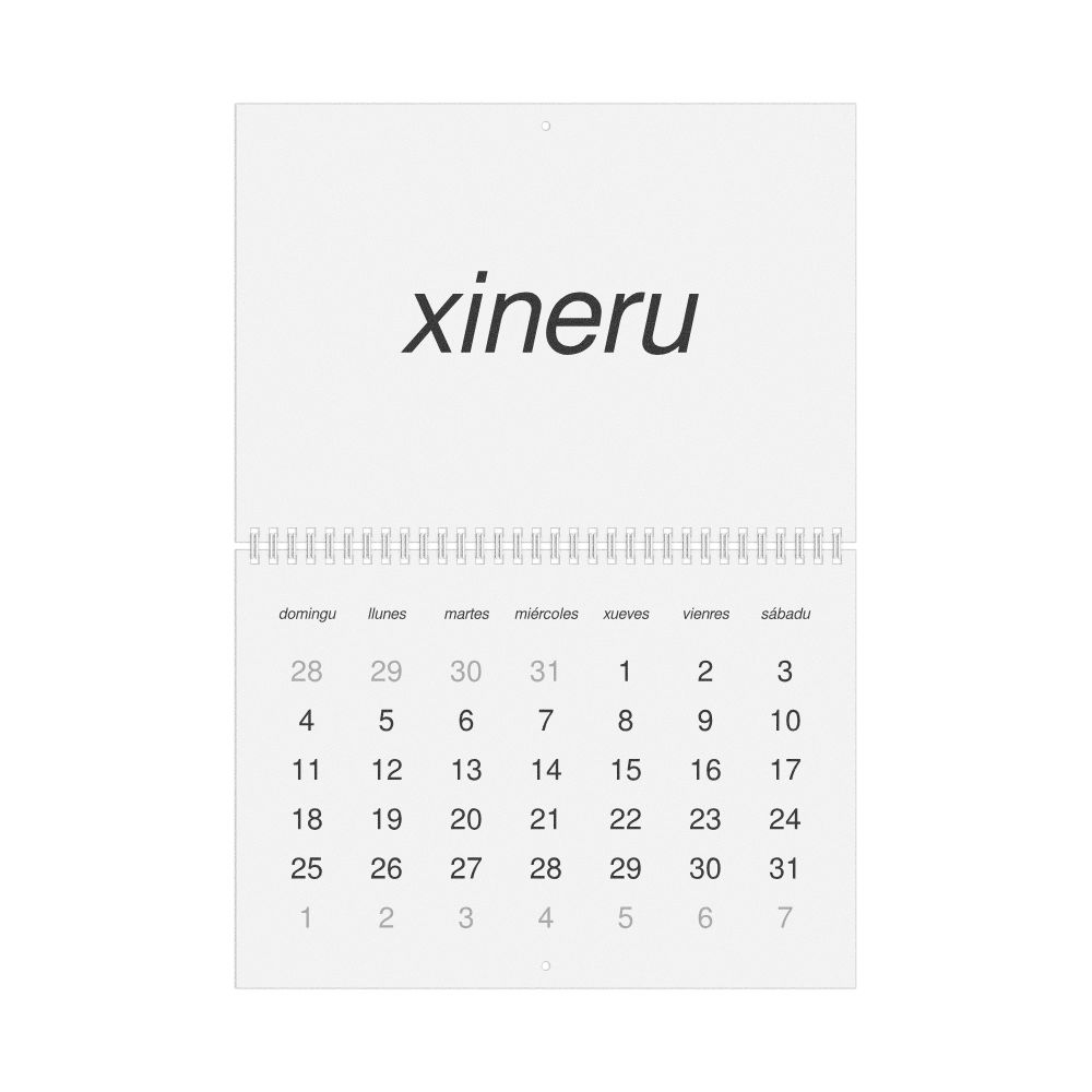 Leskoff 2026 Wall Calendar, Asturian-Labeled, Sunday-Start Layout, Wire-Bound, 11.7 x 8.3 in (29.7 x 21.0 cm), image 1 of 1