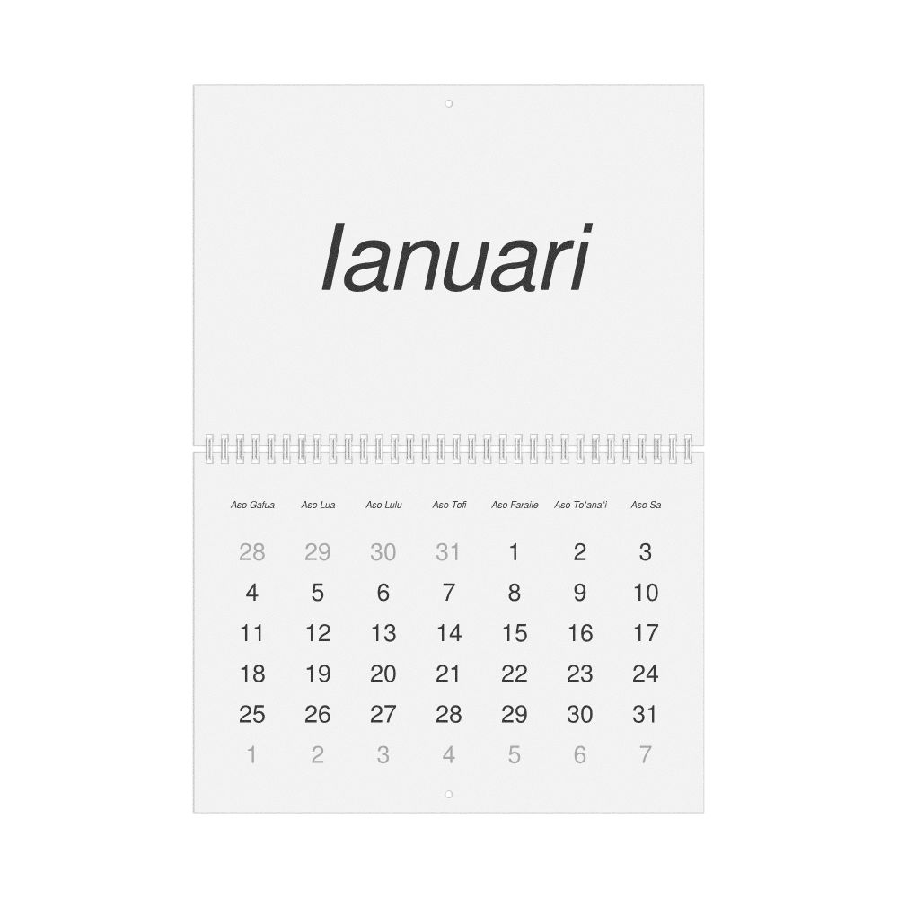 Leskoff 2027 Wall Calendar, Samoan-Labeled, Monday-Start Layout, Wire-Bound, 11.7 x 8.3 in (29.7 x 21.0 cm), image 1 of 1