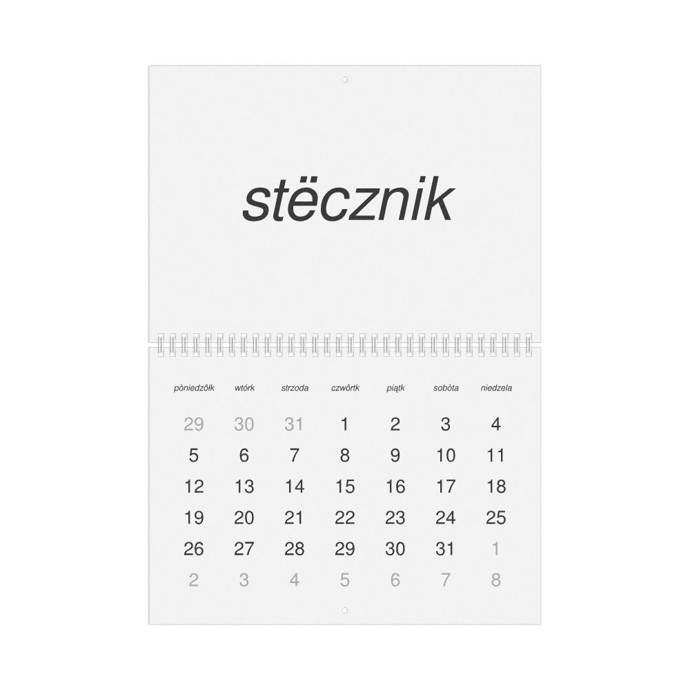 Leskoff 2026 Wall Calendar, Kashubian-Labeled, Monday-Start Layout, Wire-Bound, 11.7 x 8.3 in (29.7 x 21.0 cm), image 1 of 1