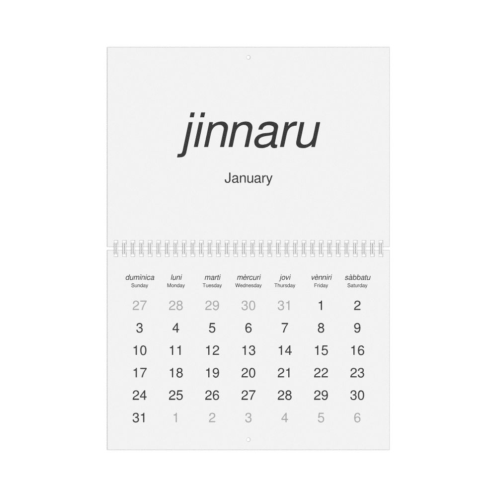 Leskoff 2027 Wall Calendar, Sicilian/English-Labeled, Sunday-Start Layout, Wire-Bound, 11.7 x 8.3 in (29.7 x 21.0 cm), image 1 of 1