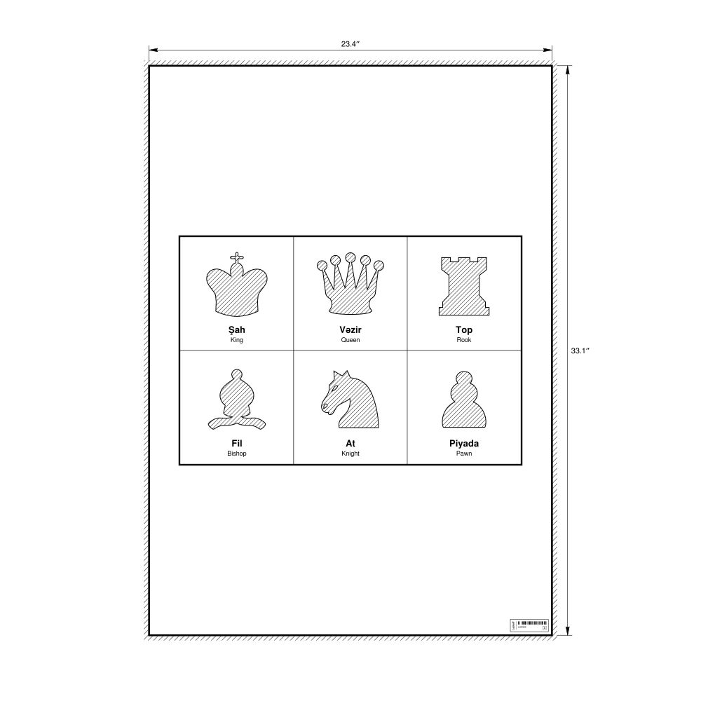Leskoff Chess Pieces Poster, Azerbaijani/English-Labeled, image 1 of 2