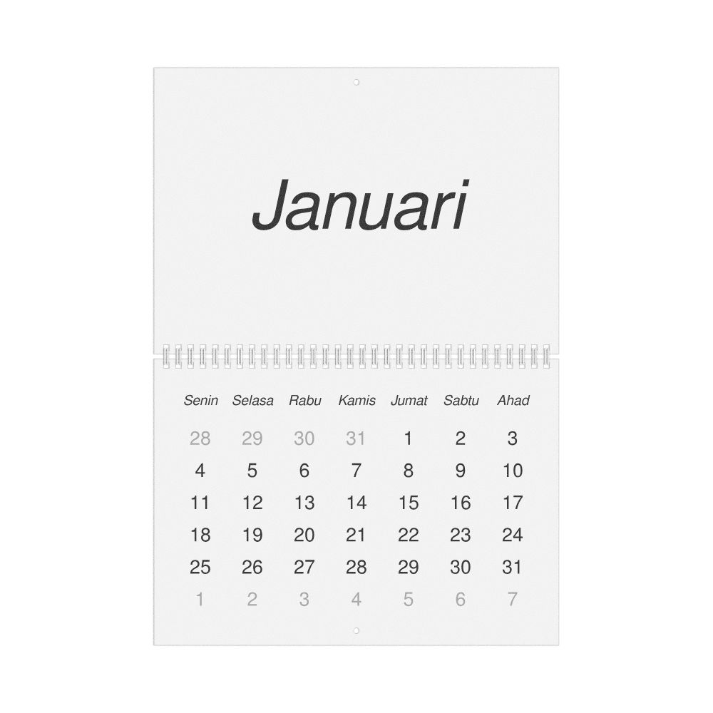 Leskoff 2027 Wall Calendar, Indonesian-Labeled, Monday-Start Layout, Wire-Bound, 11.7 x 8.3 in (29.7 x 21.0 cm), image 1 of 1