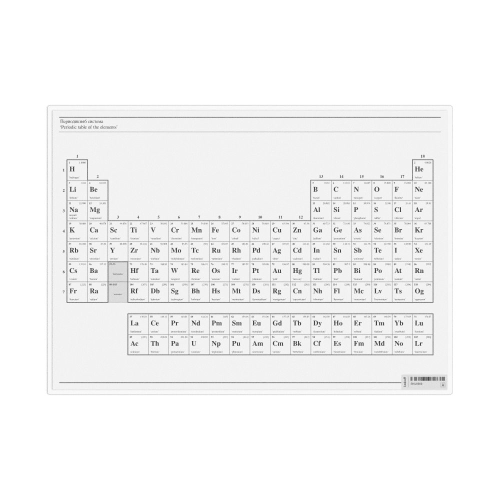 Leskoff Avar-Language Periodic Table, Avar/English-Labeled, image 1 of 1