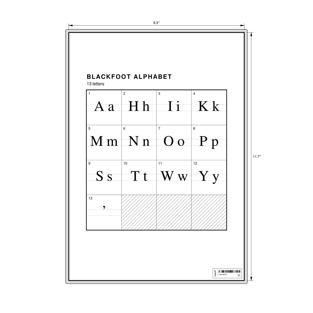 Leskoff Blackfoot Alphabet Chart, 8.3 x 11.7 in (21.0 x 29.7 cm, Desk Chart, Laminated), image 1 of 2