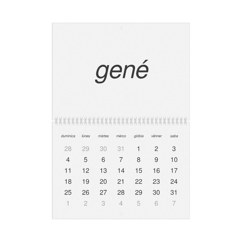 Leskoff 2026 Wall Calendar, Piedmontese-Labeled, Sunday-Start Layout, Wire-Bound, 11.7 x 8.3 in (29.7 x 21.0 cm), image 1 of 1