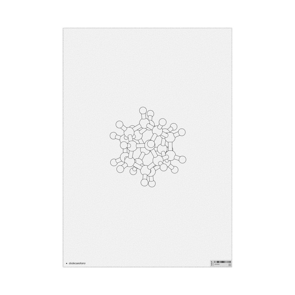 Leskoff Dodecahedrane Molecule Poster, Ball-and-Stick Model, Stylized, Portuguese-Labeled, image 1 of 1