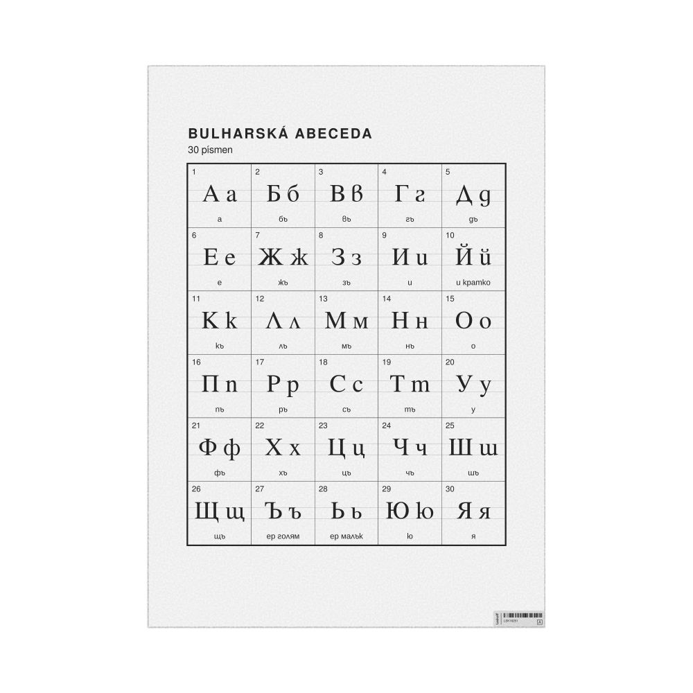 Leskoff Bulgarian Alphabet Chart, 23.4 x 33.1 in (59.4 x 84.1 cm, Poster / Wall Chart), Czech-Labeled, image 1 of 2