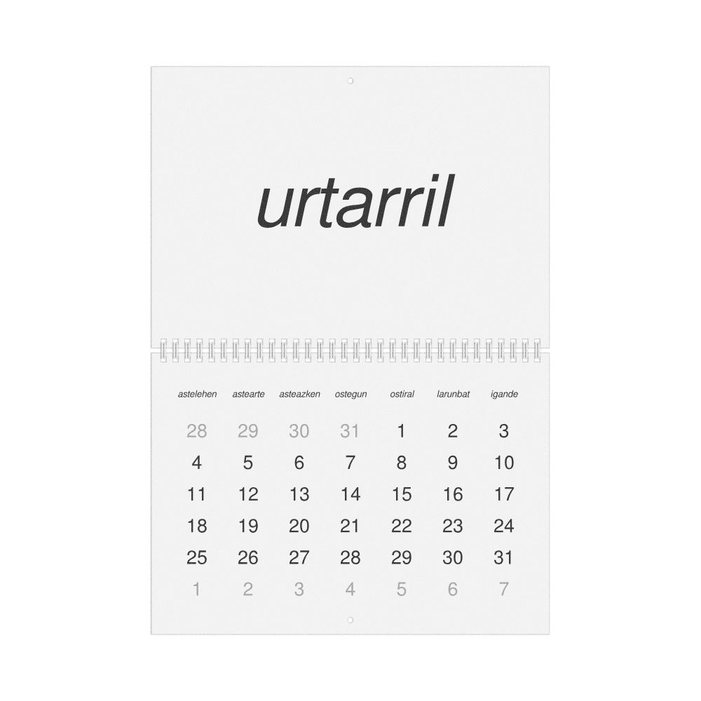 Leskoff 2027 Wall Calendar, Basque-Labeled, Monday-Start Layout, Wire-Bound, 11.7 x 8.3 in (29.7 x 21.0 cm), image 1 of 1