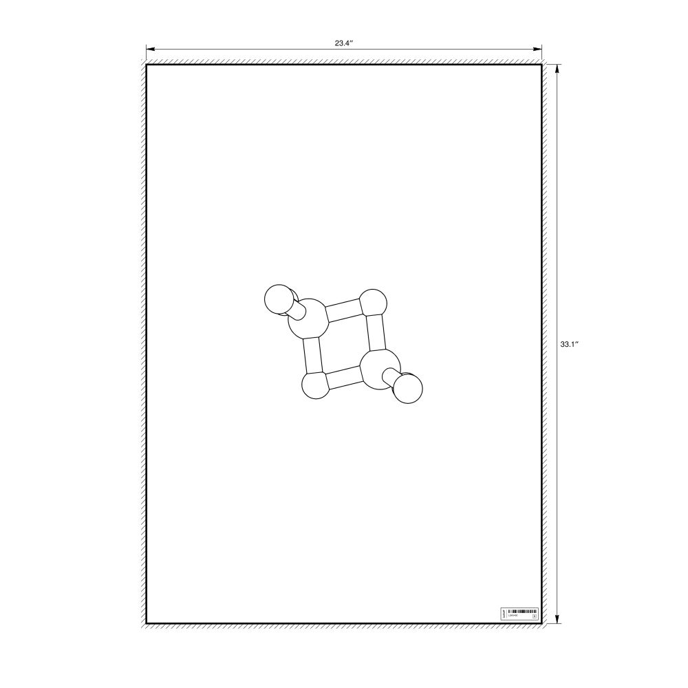 Leskoff Diborane Molecule Poster, Ball-and-Stick Model, Stylized, image 1 of 1
