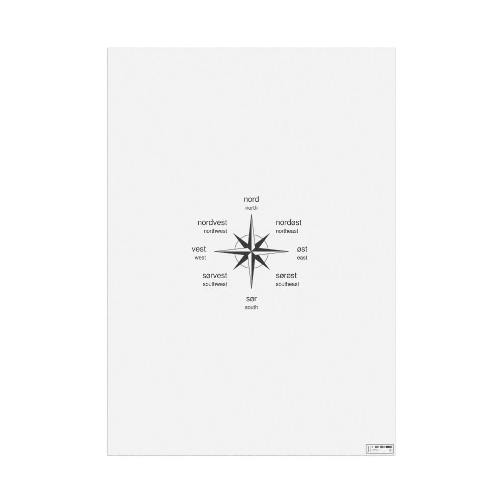 Leskoff Cardinal Directions Poster, Norwegian/English-Labeled, image 1 of 2