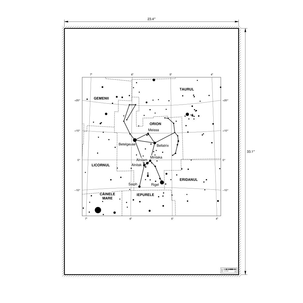 Leskoff Orion Constellation Poster, Romanian-Labeled, image 1 of 2
