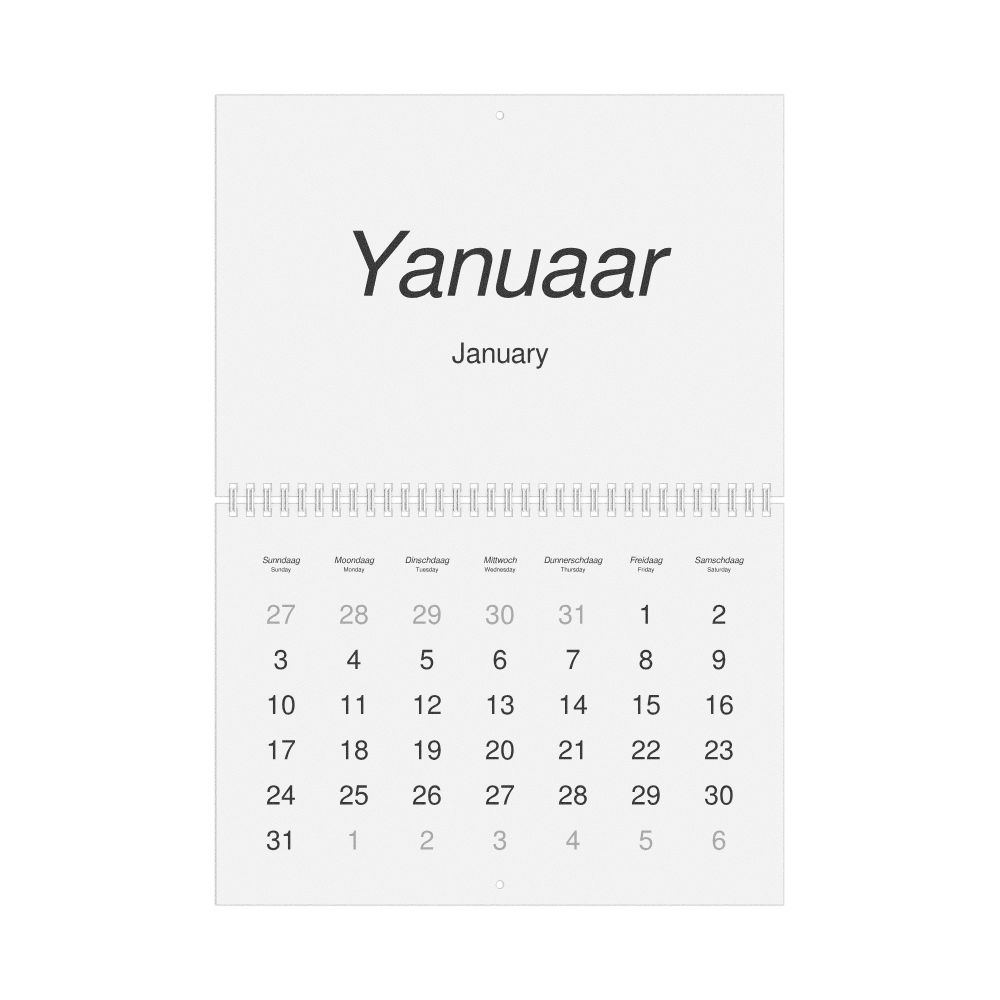 Leskoff 2027 Wall Calendar, Pennsylvania Dutch/English-Labeled, Sunday-Start Layout, Wire-Bound, 11.7 x 8.3 in (29.7 x 21.0 cm), image 1 of 1