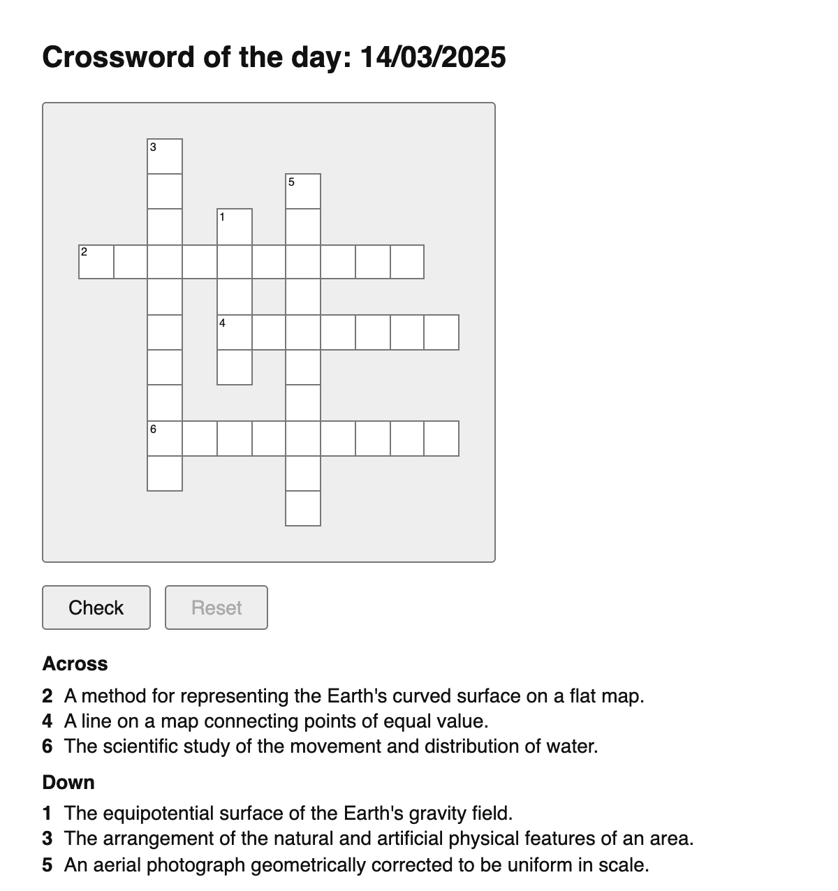 Geoinformatics Crossword