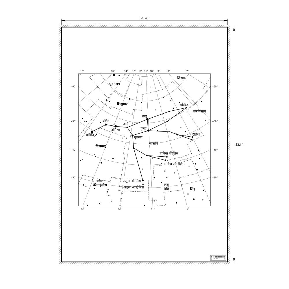 Leskoff Ursa Major Constellation Poster, Hindi-Labeled, image 1 of 2