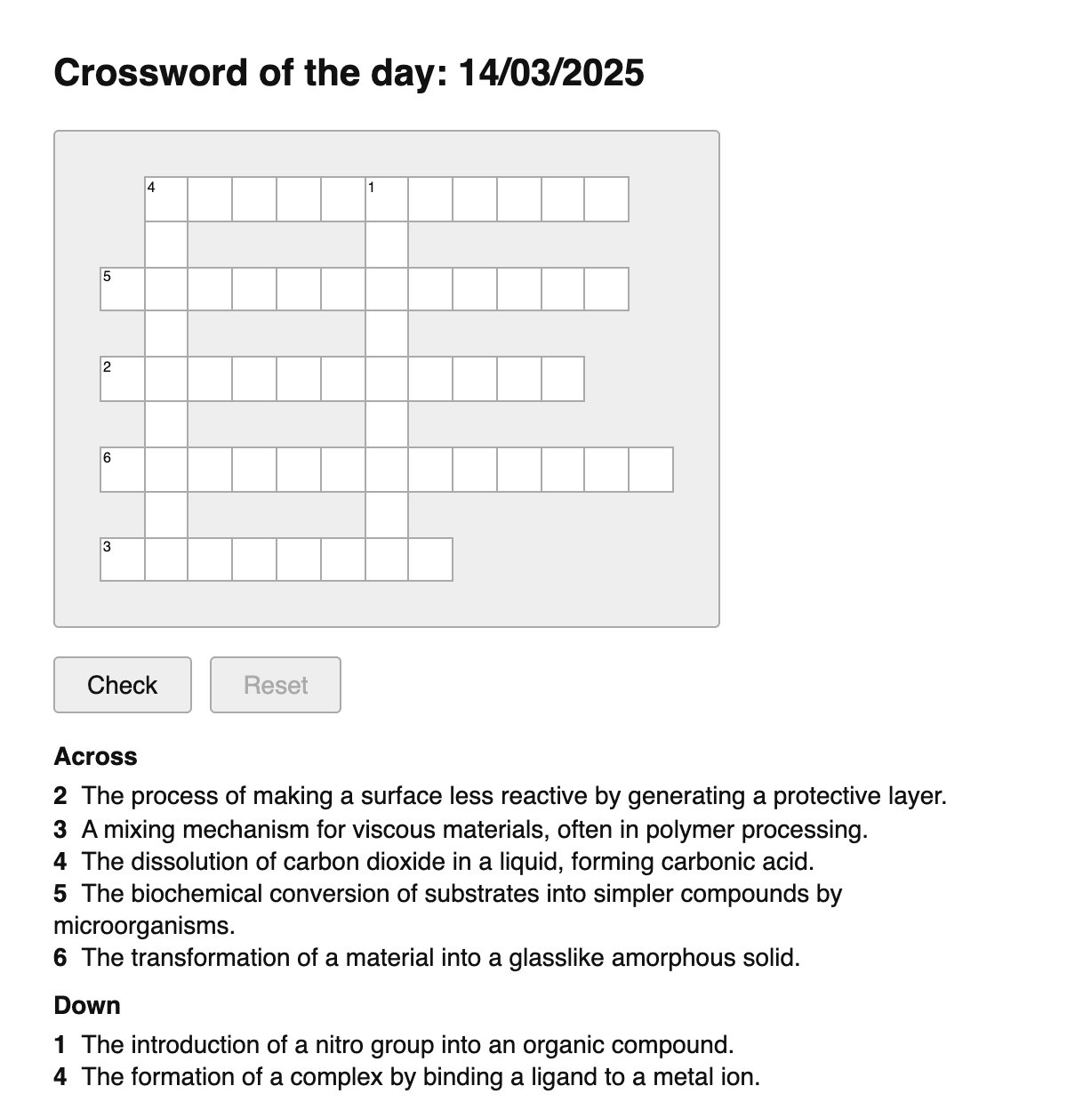 Chemical Engineering Crossword