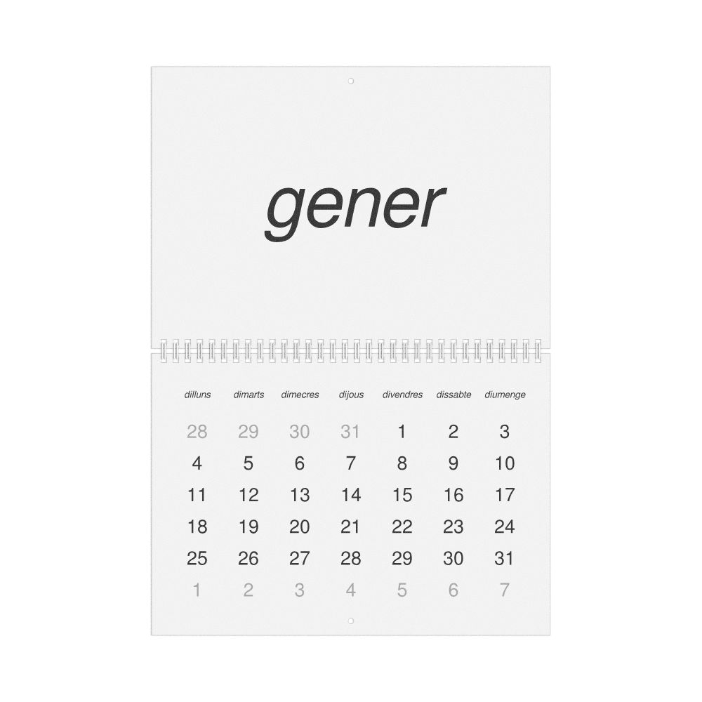 Leskoff 2027 Wall Calendar, Catalan-Labeled, Monday-Start Layout, Wire-Bound, 11.7 x 8.3 in (29.7 x 21.0 cm), image 1 of 1