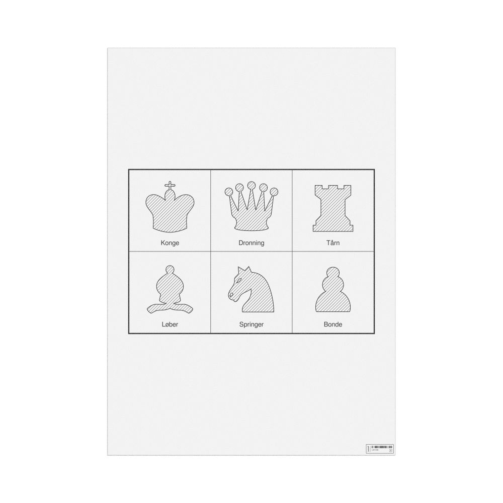 Leskoff Chess Pieces Poster, Danish-Labeled, image 1 of 2