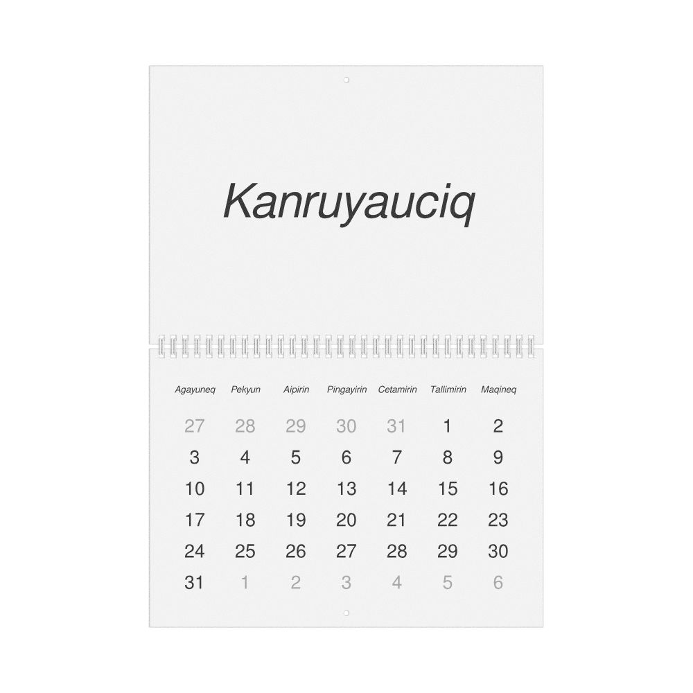 Leskoff 2027 Wall Calendar, Yup'ik-Labeled, Sunday-Start Layout, Wire-Bound, 11.7 x 8.3 in (29.7 x 21.0 cm), image 1 of 1