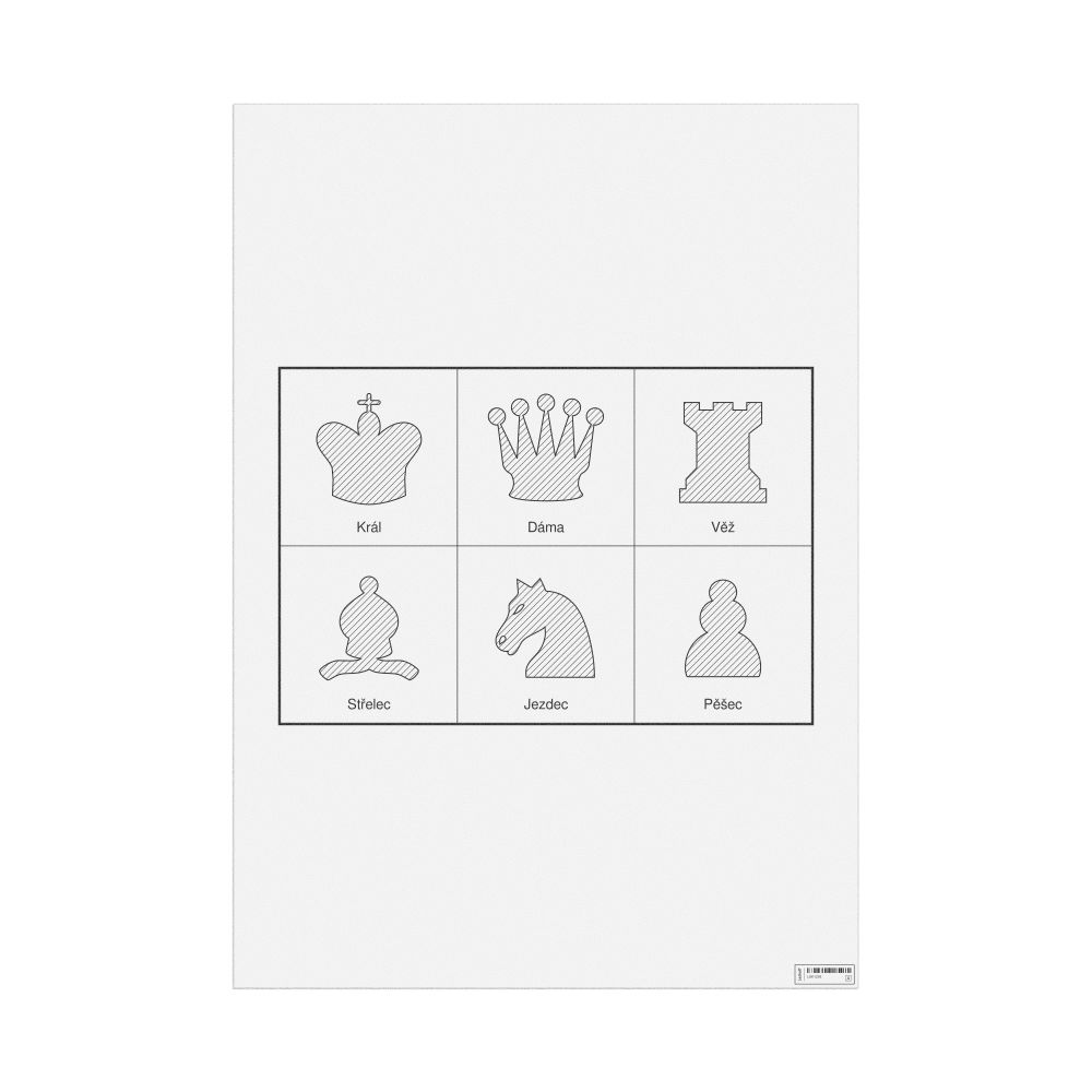 Leskoff Chess Pieces Poster, Czech-Labeled, image 1 of 2