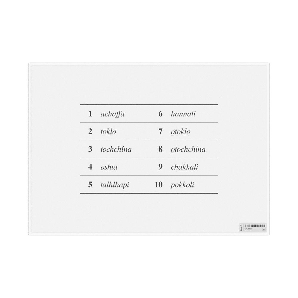 Leskoff Numbers 1–10 in Choctaw, Reference Chart, image 1 of 1