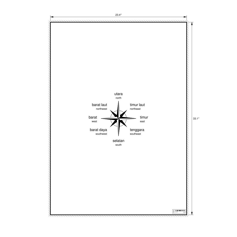 Leskoff Cardinal Directions Poster, Indonesian/English-Labeled, image 1 of 2