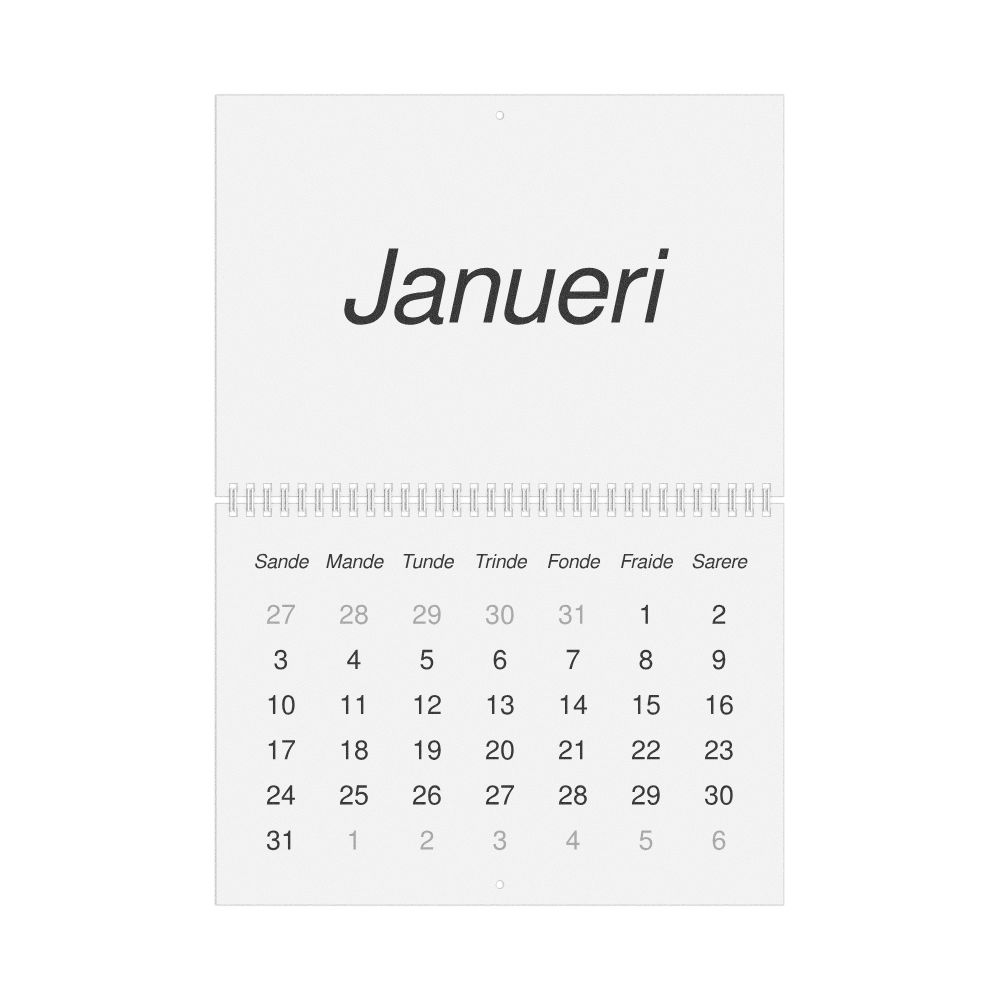 Leskoff 2027 Wall Calendar, Tok Pisin-Labeled, Sunday-Start Layout, Wire-Bound, 11.7 x 8.3 in (29.7 x 21.0 cm), image 1 of 1