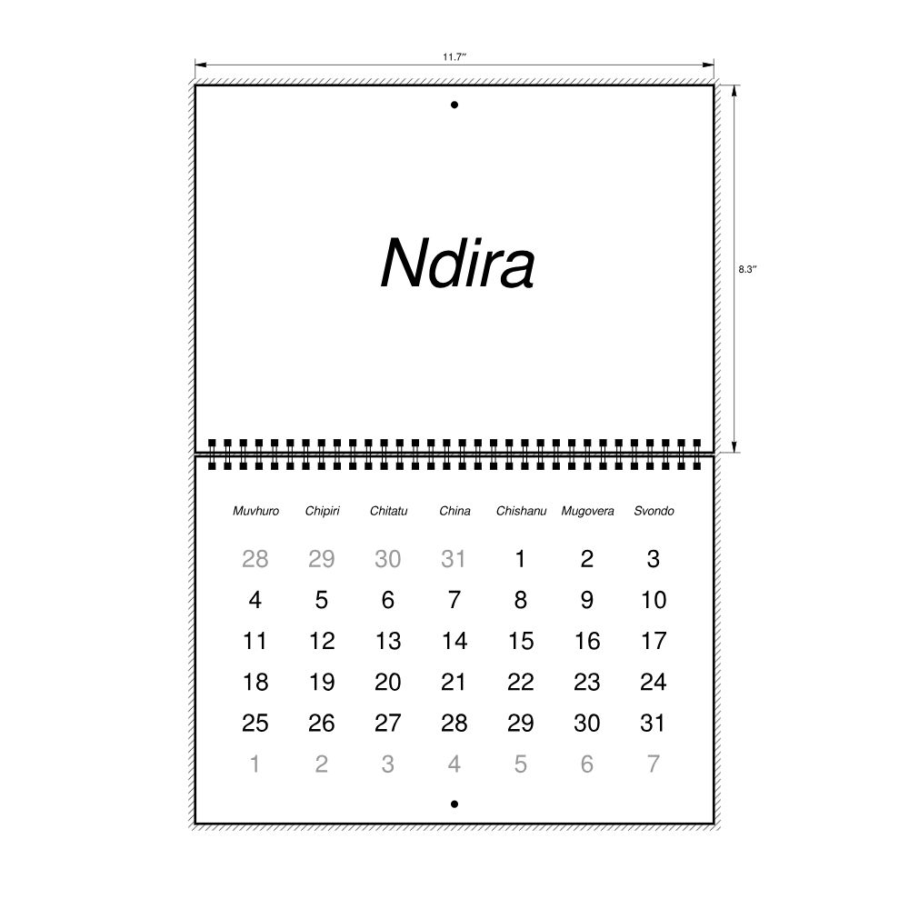 Leskoff 2027 Wall Calendar, Shona-Labeled, Monday-Start Layout, Wire-Bound, 11.7 x 8.3 in (29.7 x 21.0 cm), image 2 of 2
