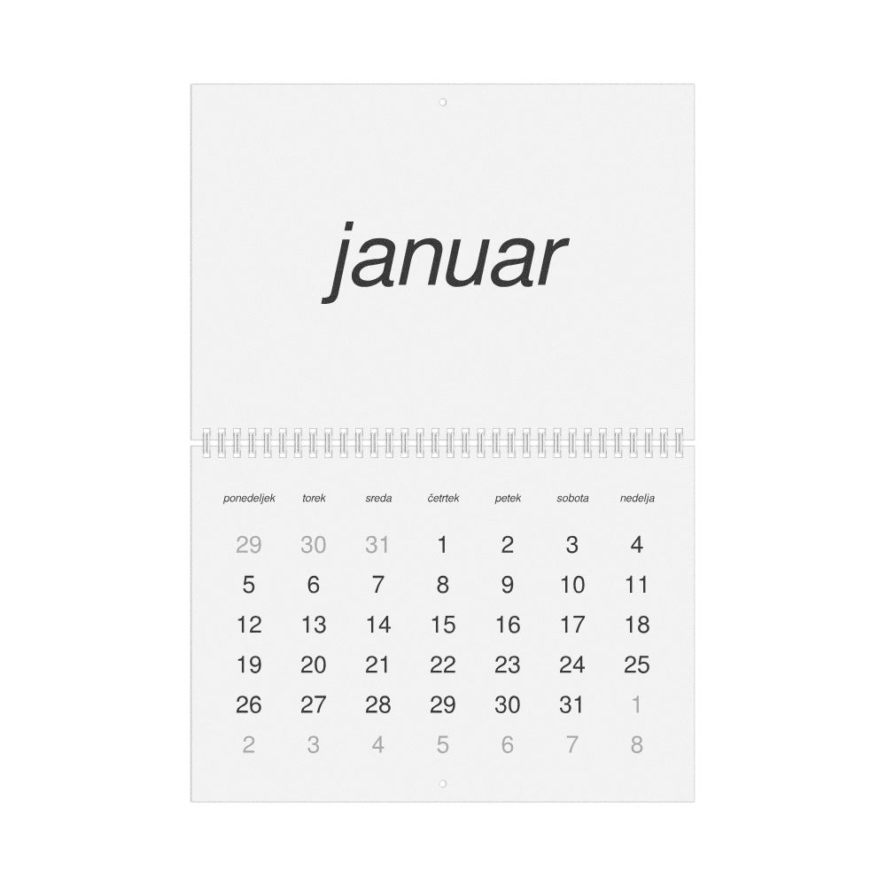 Leskoff 2026 Wall Calendar, Slovene-Labeled, Monday-Start Layout, Wire-Bound, 11.7 x 8.3 in (29.7 x 21.0 cm), image 1 of 1