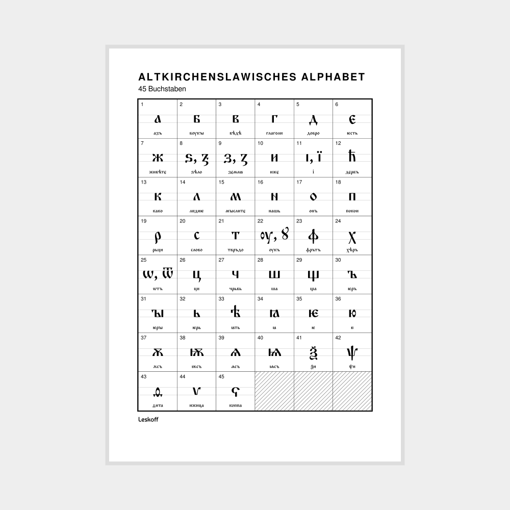 Leskoff Old Church Slavonic Alphabet Poster image 1 of 2