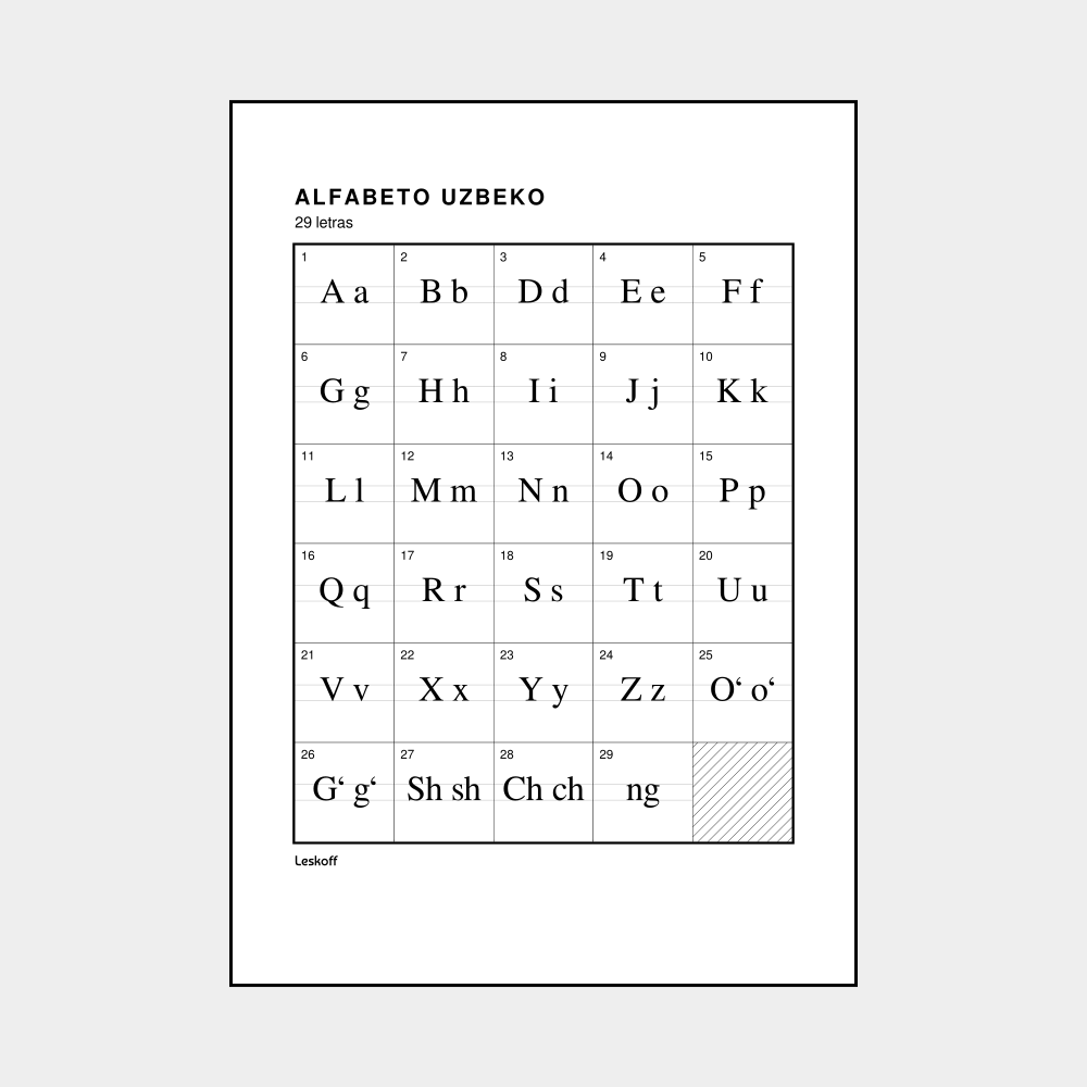 Leskoff Uzbek Alphabet image 1 of 2