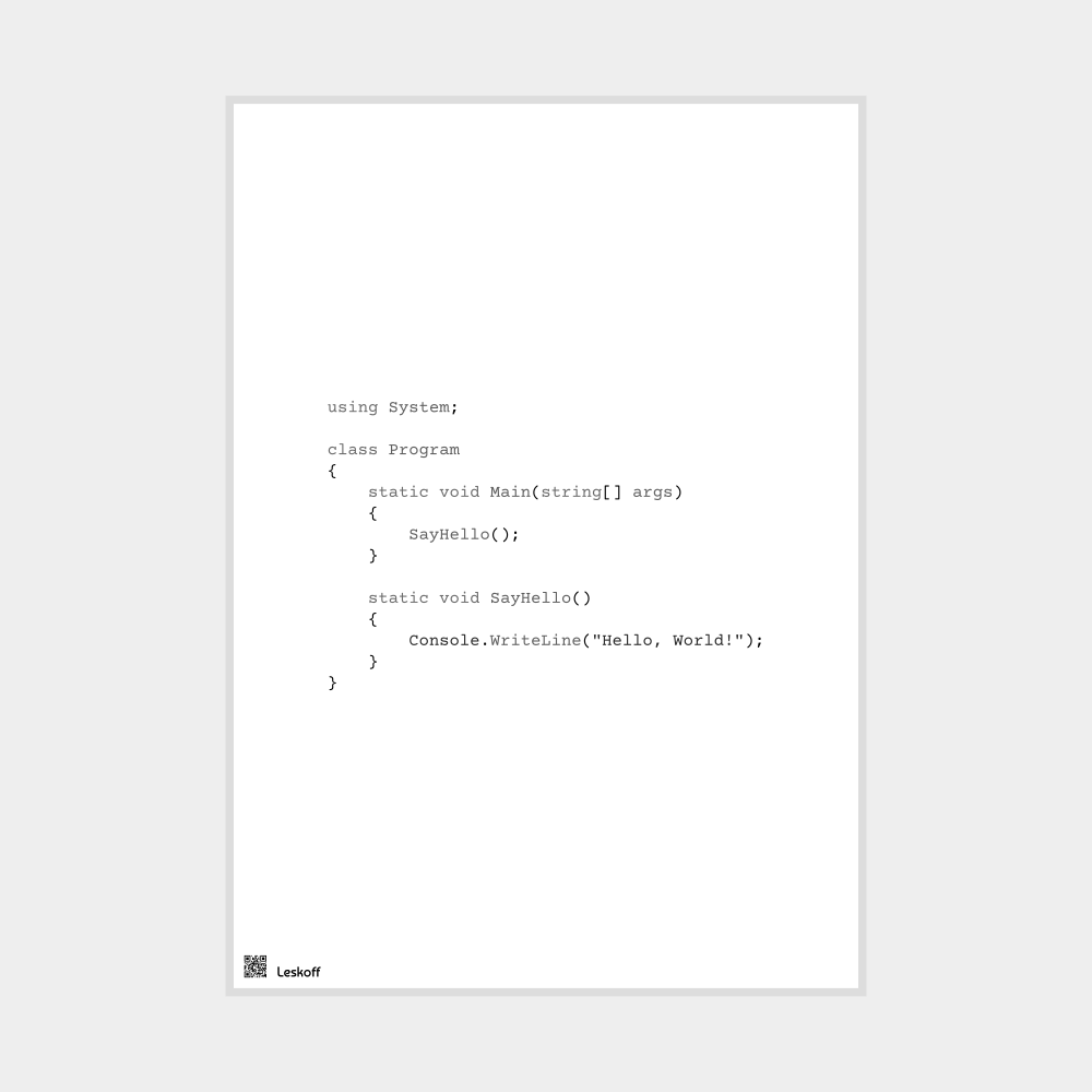 Leskoff "Hello, World!" Code Snippet Poster image 1 of 1