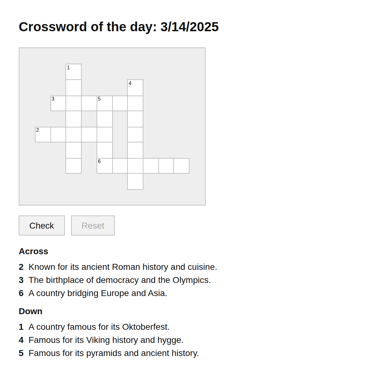 Countries Crossword