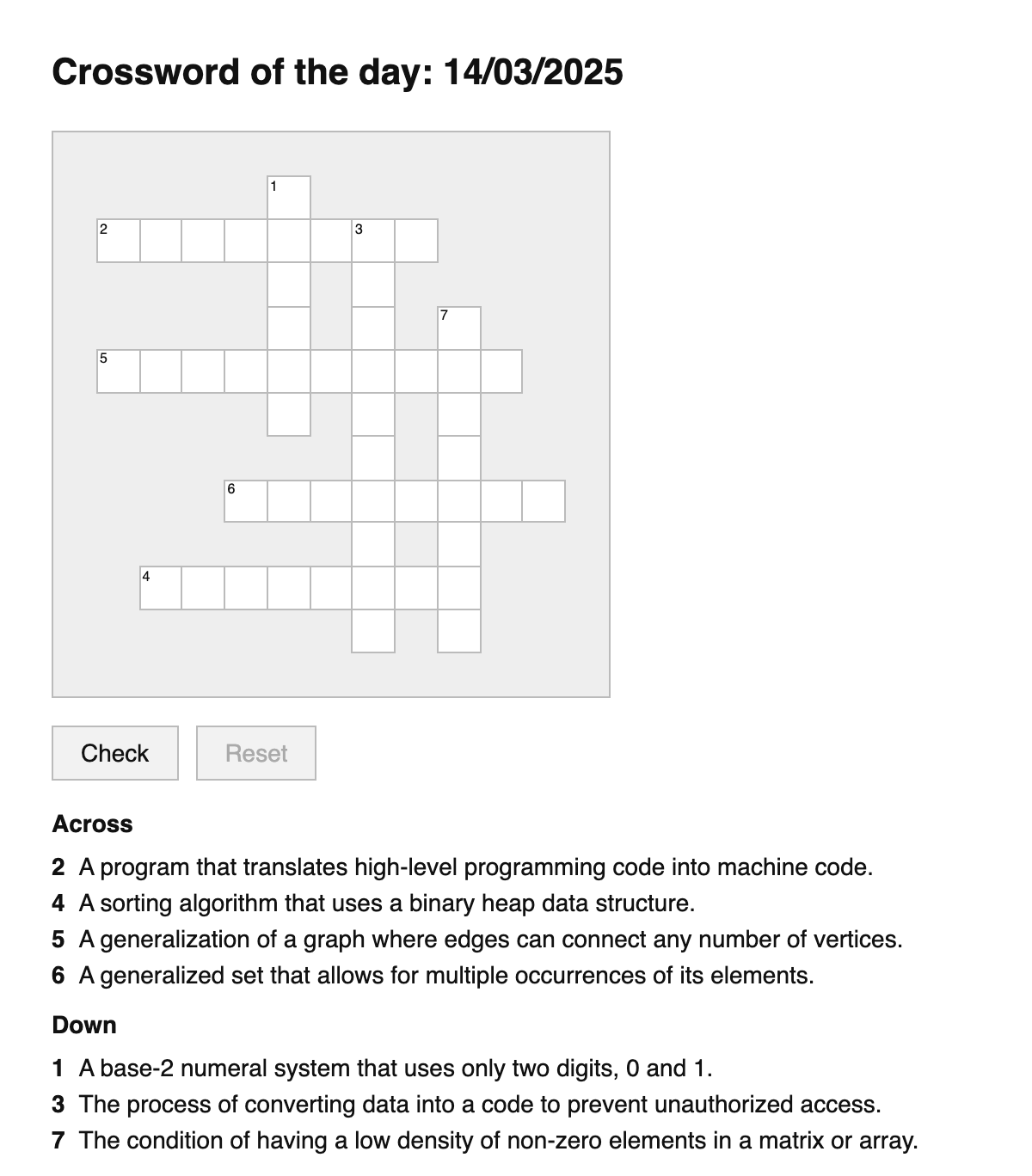 Computer Science Crossword