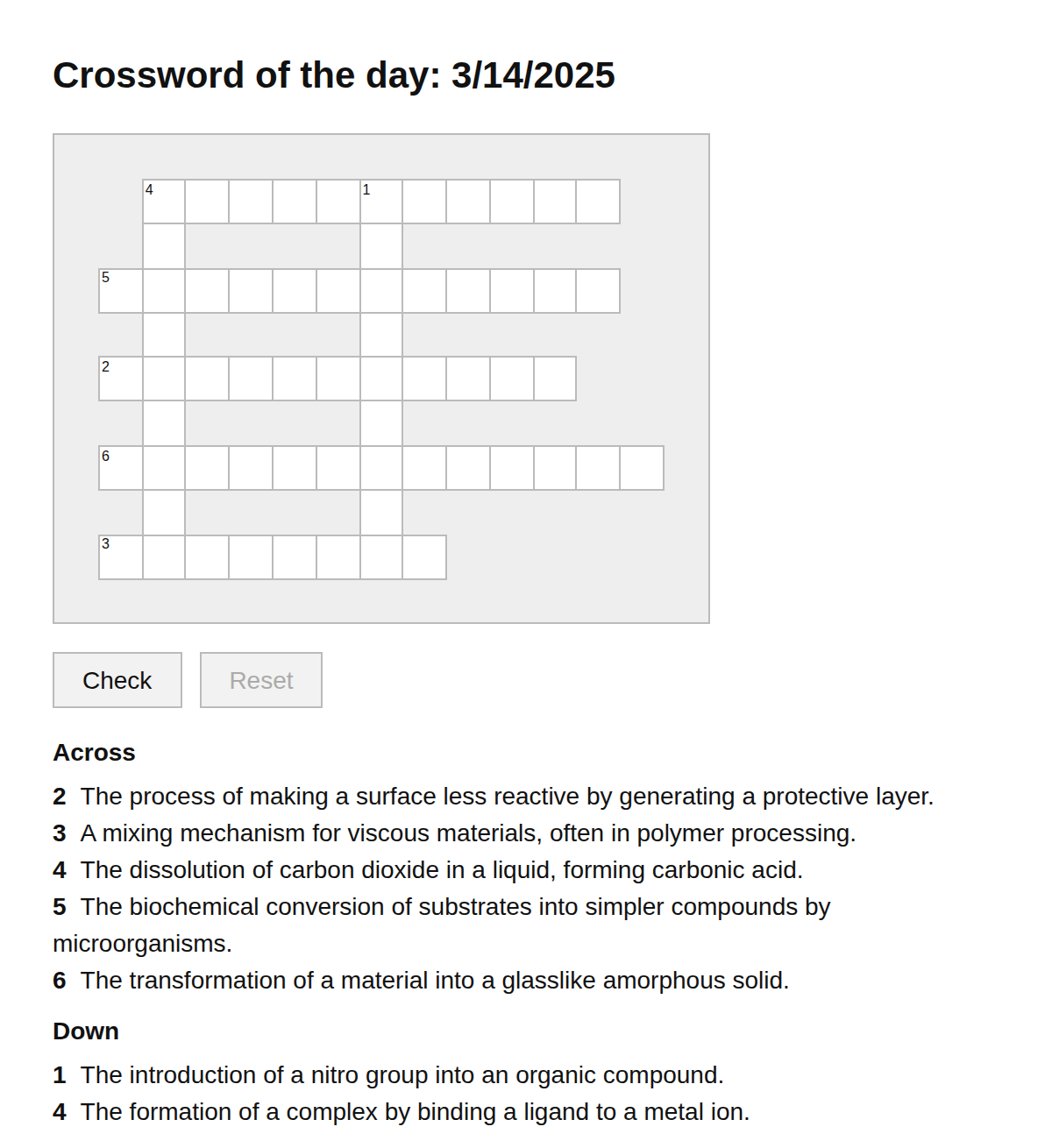 Chemical Engineering Crossword