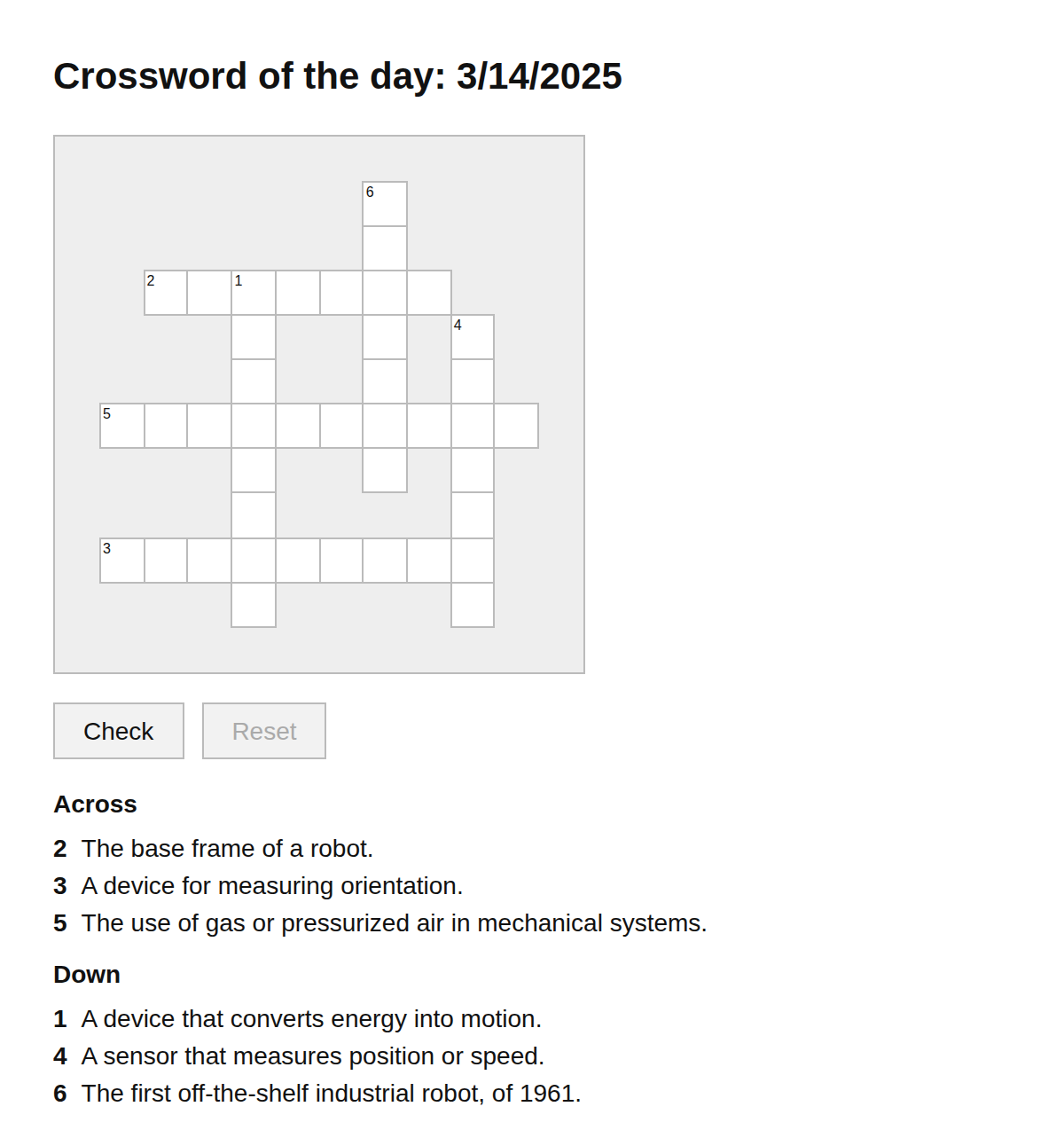 Robotics Crossword
