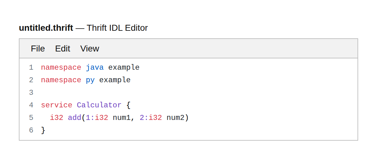 Thrift IDL Editor